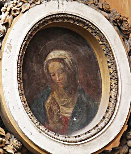 Foto af Madonna Orante på Palazzo Ricci på  Piazza de'Ricci. - cop. Leif Larsson