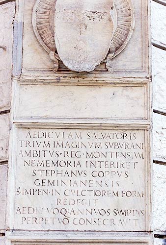 Marmormindeplade fra Kirken San Salvatore ad Tres Imagines på Piazza della Suburra