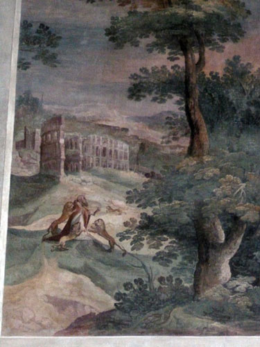 Fresko af Tarquinio Ligustri på højre væg: Martirio di Sant'Ignazio di Antiochia. Cop. Bo Lundin