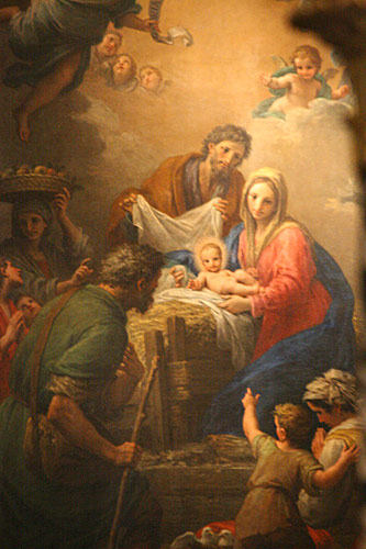 Maleri i Apsis af Francesco Mancini: Hyrdernes tilbedelse