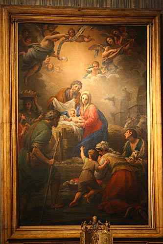 Maleri i Apsis af Francesco Mancini: Hyrdernes tilbedelse