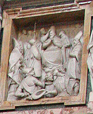 Detaljer af Gravmælet for Pave Clemens VIII i kapellets højre side