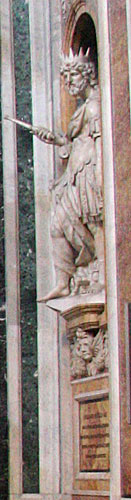 Statue af "David" , til højre for Gravmælet for Pave Paul V, udført af Nicola Cordier