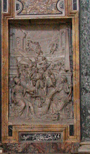 Cappella Sistina i Kirken Santa Maria Maggiore: relief på Sixtus V's gravmæle
