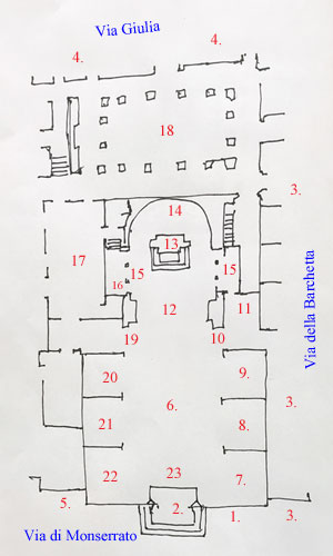 Plan over Kirken Santa Maria di Monserrato