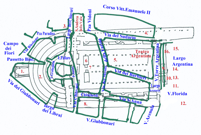 Plan over Teatro di Pompeo