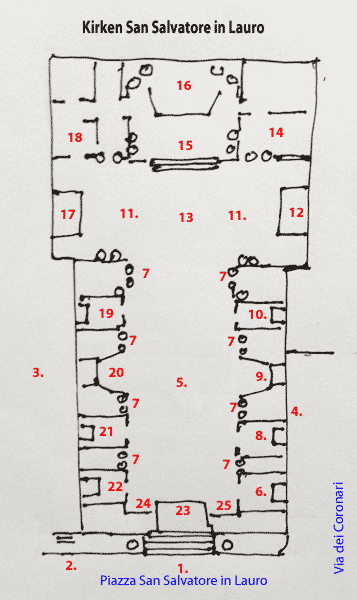 Plan over Kirken San Paolo alla Regola