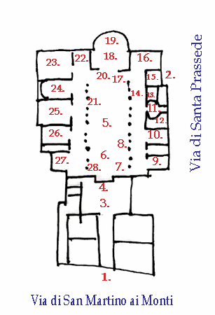 Plan over Kirken Santa Prassede