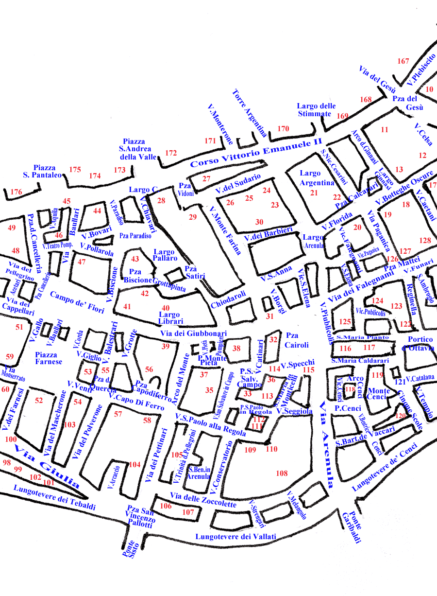 Bykort til Campo de' Fiori-turen: midt-området